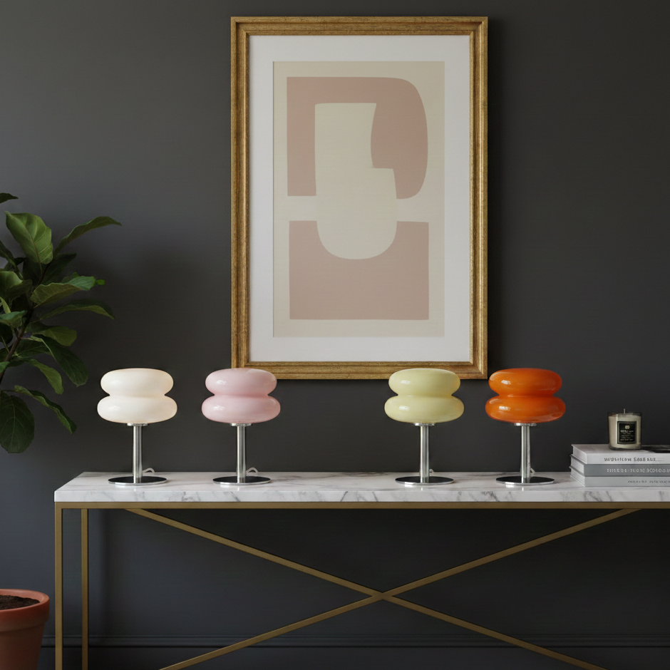 The "Egg Tart" Macaron Glass Table Lamp | Modern