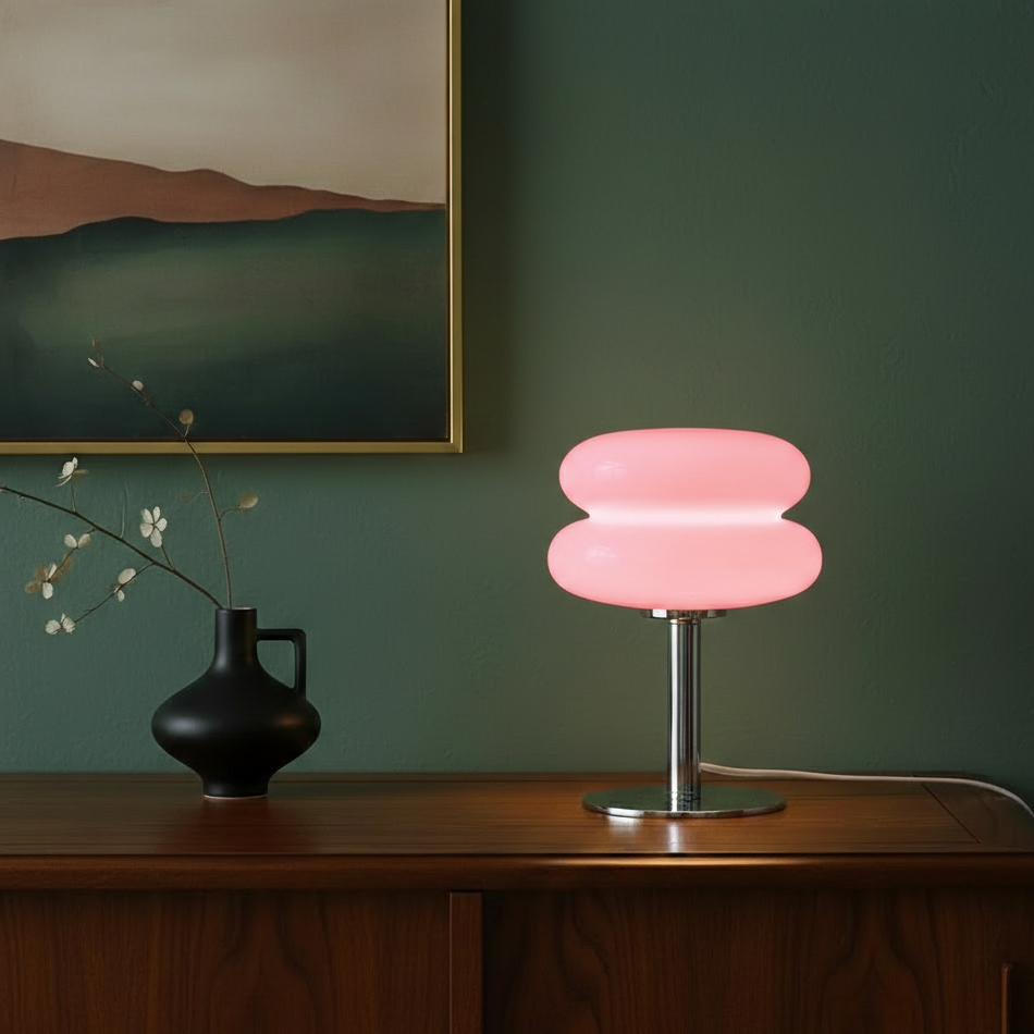 The "Egg Tart" Macaron Glass Table Lamp | Modern