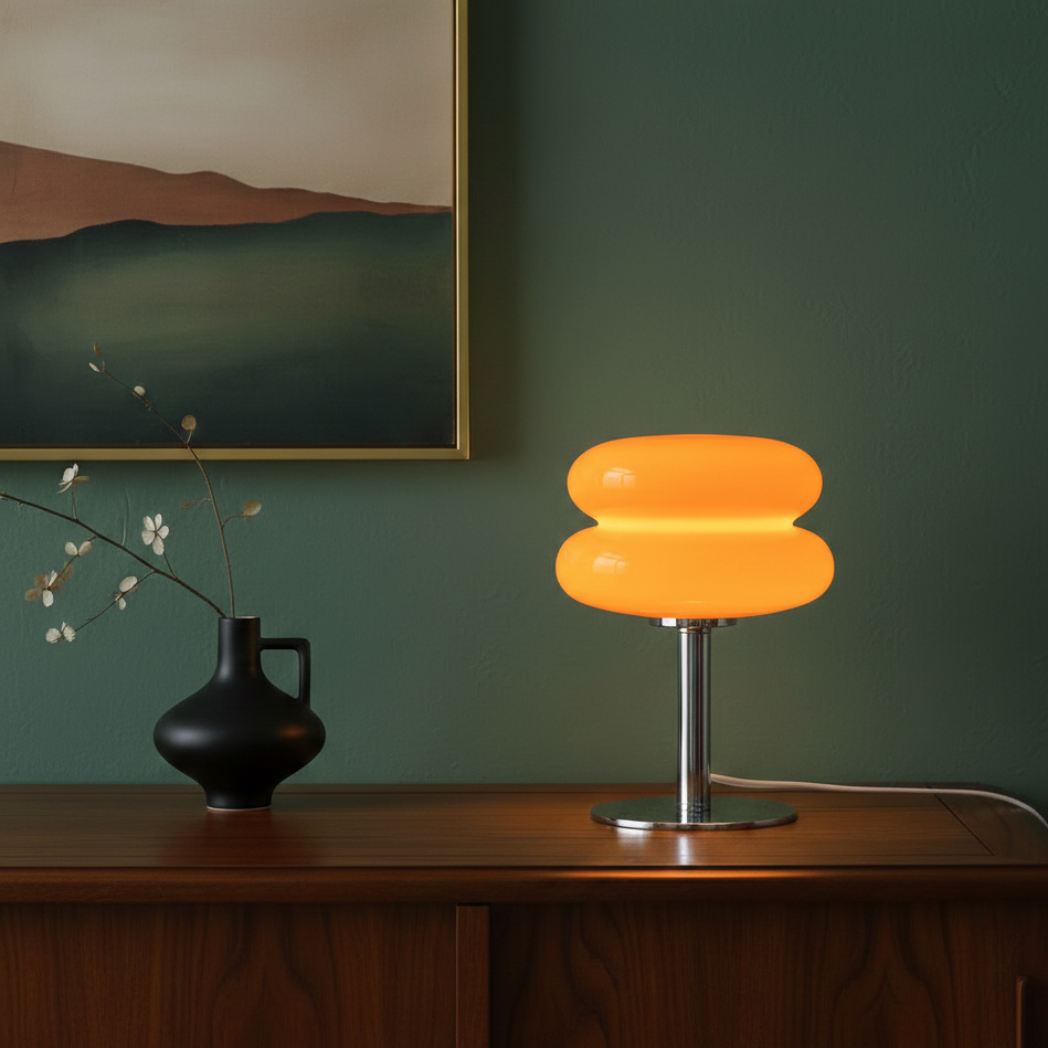 The "Egg Tart" Macaron Glass Table Lamp | Modern