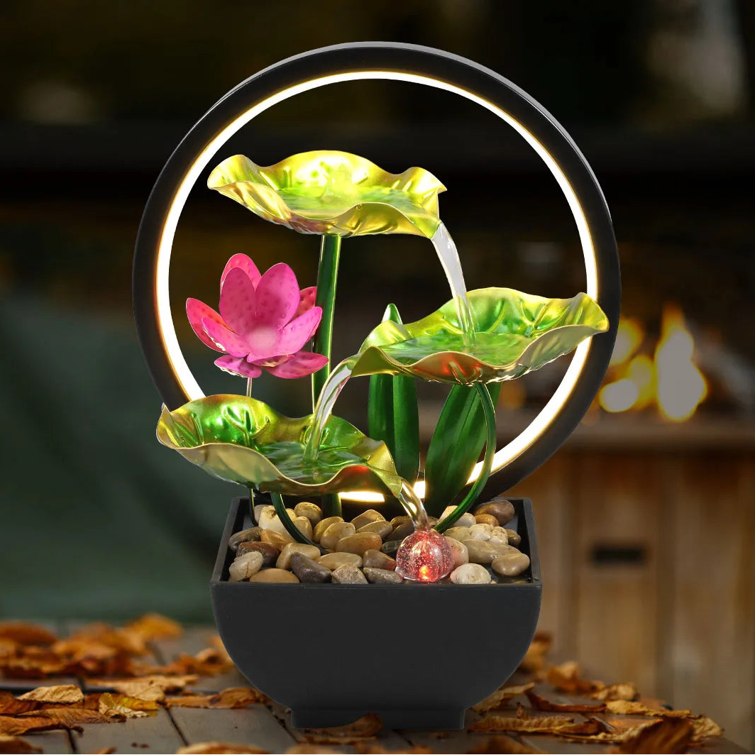 The Aura Lotus Fountain & Light Feature